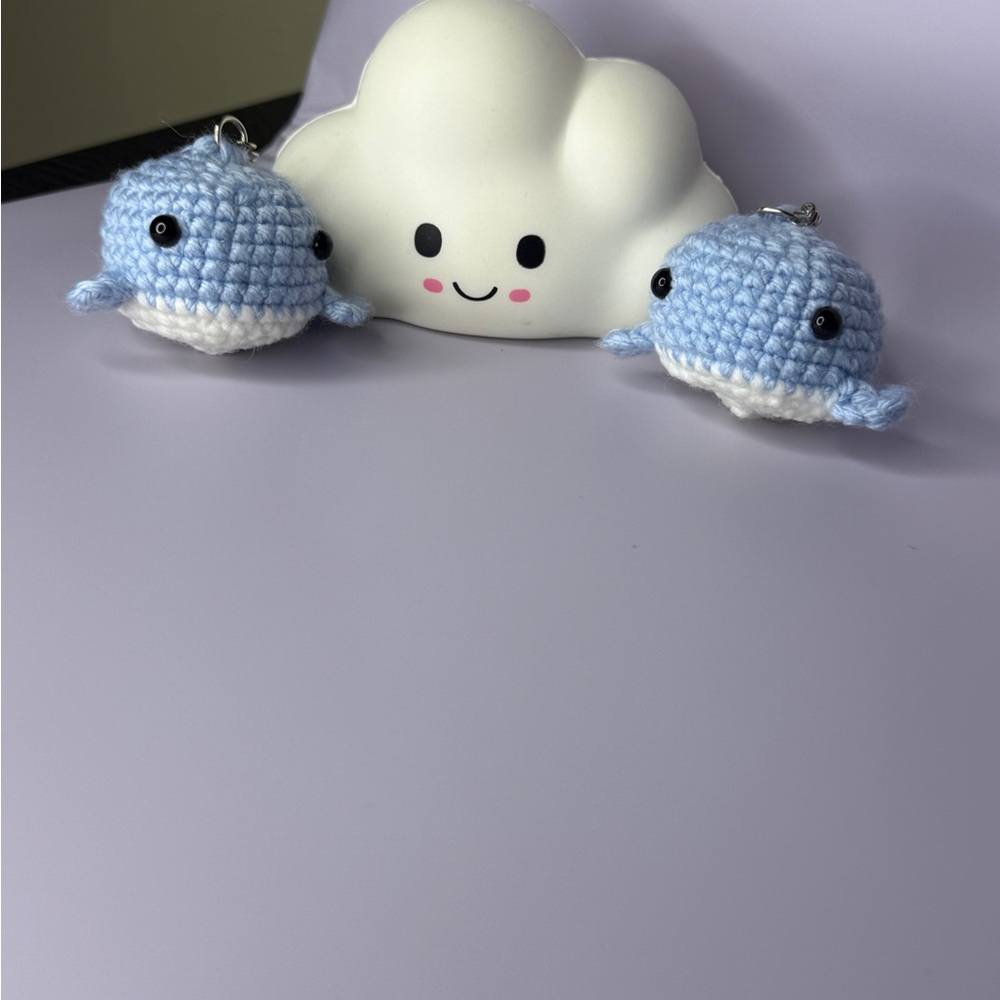 Cute Blue and White Whale Keychains